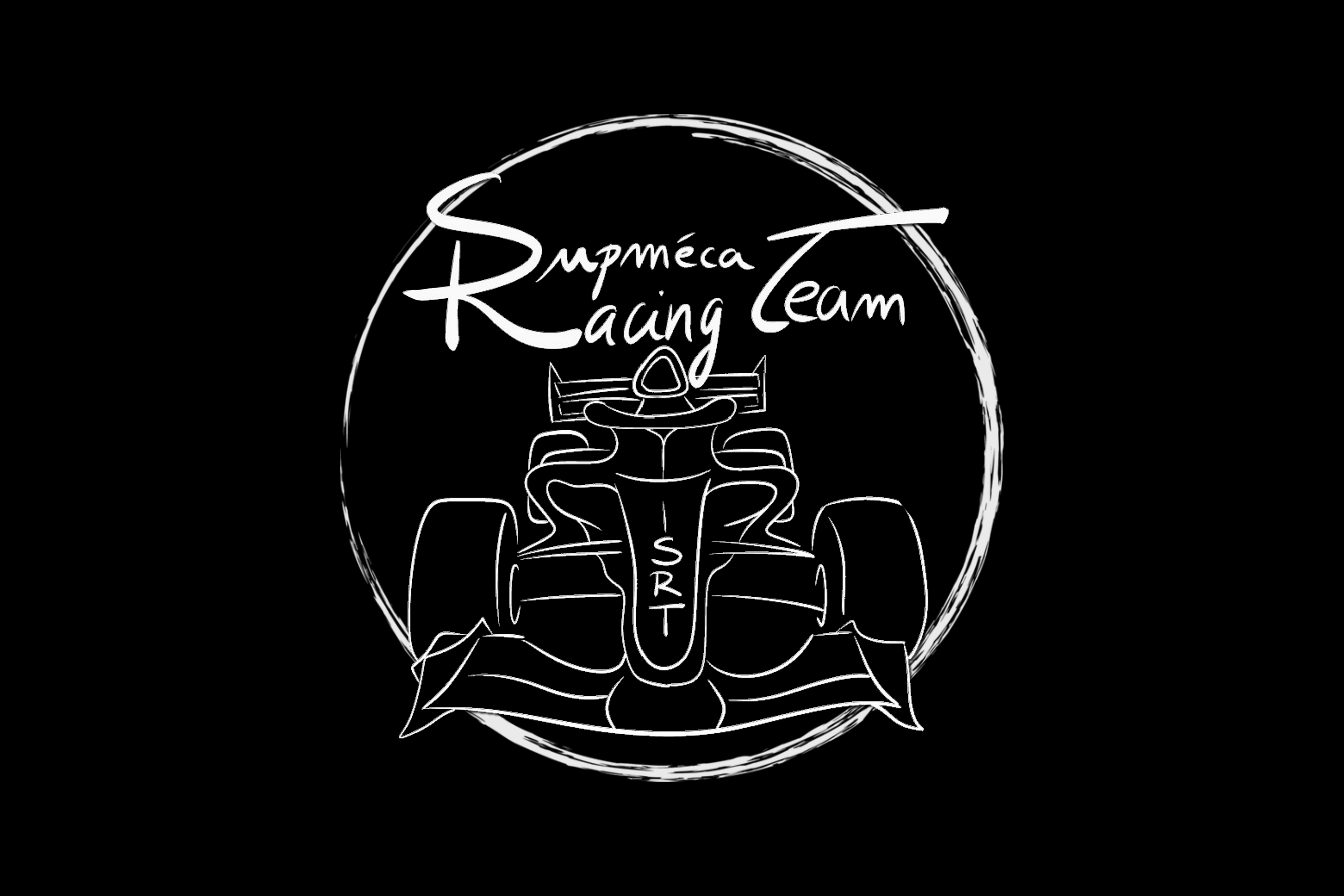 Logo Supméca Racing Team en noir et blanc.